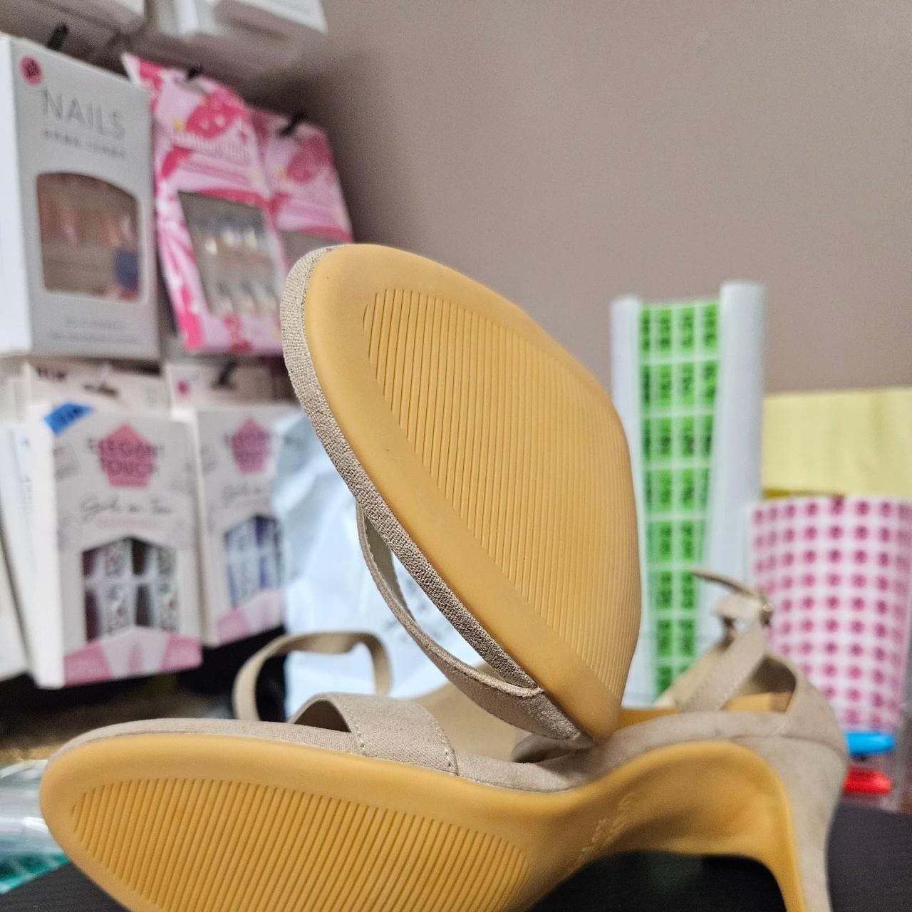 EleElax Nude Ankle Strap High Heel Sandals 8