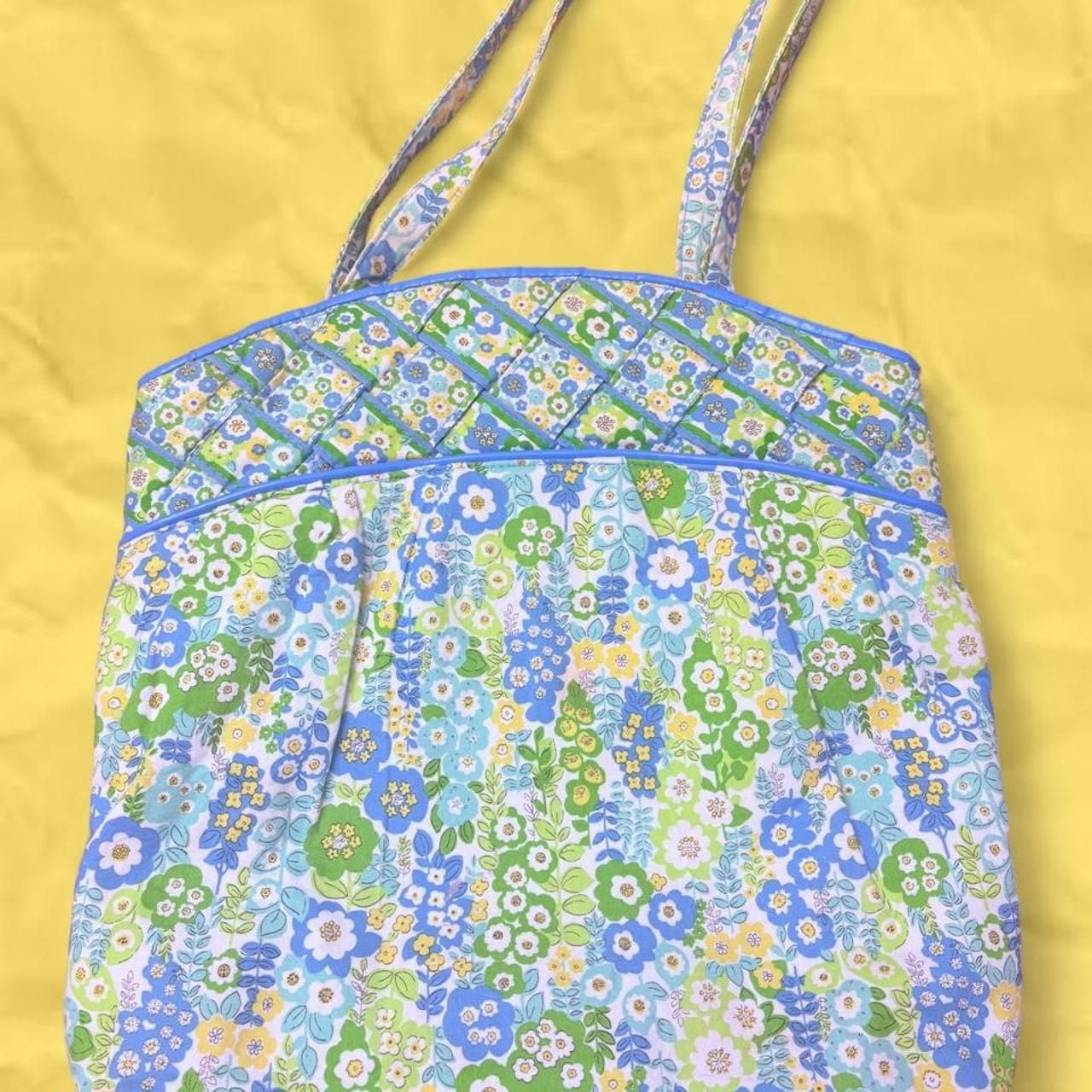 Vera Bradley English Meadow Floral Tote Bag Blue Green Yellow 3