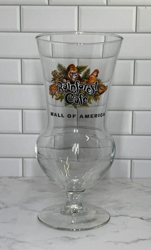 Rainforest Cafe Mall of America Hurricane Glass Souvenir 8.25” 1