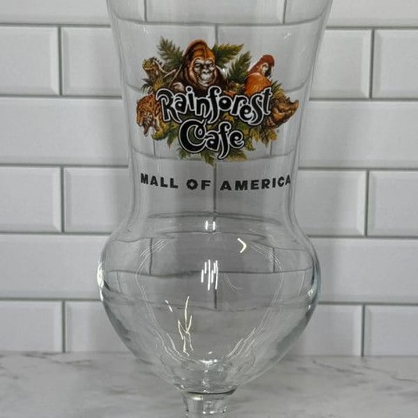 Rainforest Cafe Mall of America Hurricane Glass Souvenir 8.25”