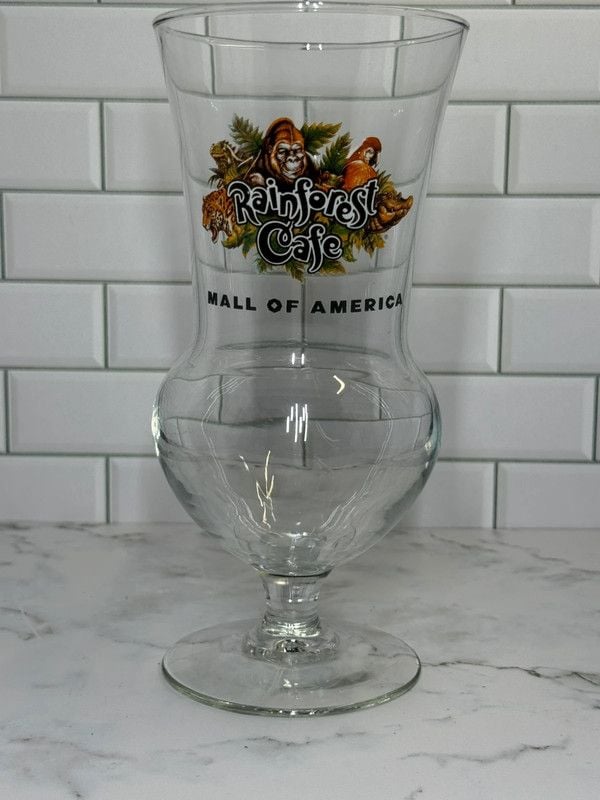 Rainforest Cafe Mall of America Hurricane Glass Souvenir 8.25” 2