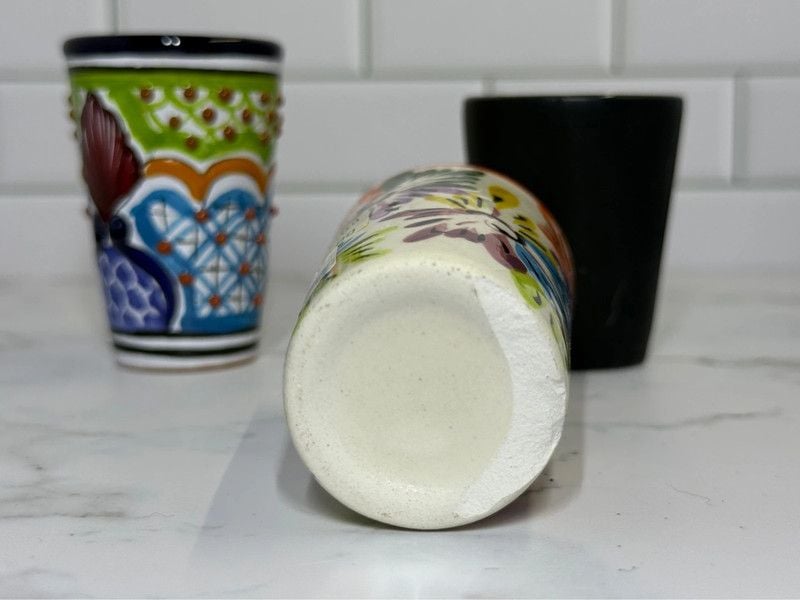 Vintage Mexican Style Hand Painted Ceramic Shot Glasses Set of 3 4