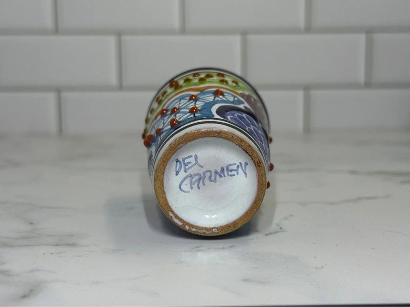 Vintage Mexican Style Hand Painted Ceramic Shot Glasses Set of 3 5