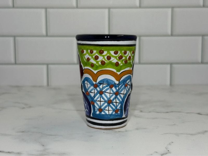 Vintage Mexican Style Hand Painted Ceramic Shot Glasses Set of 3 6