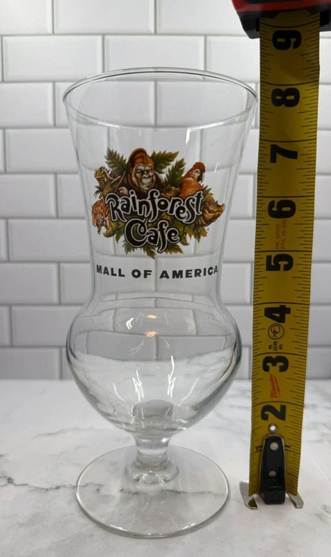 Rainforest Cafe Mall of America Hurricane Glass Souvenir 8.25” 4