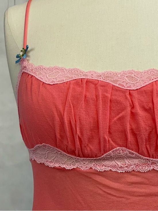 Vintage Victoria's Secret Angels Milkmaid Camisole Lace-Trim Chemise Nylon Mesh 4