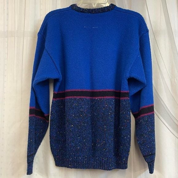 Concrete Jungle Blue Teal Geometric Pattern Men's Sweater Y2K 90s Western Wool B 4