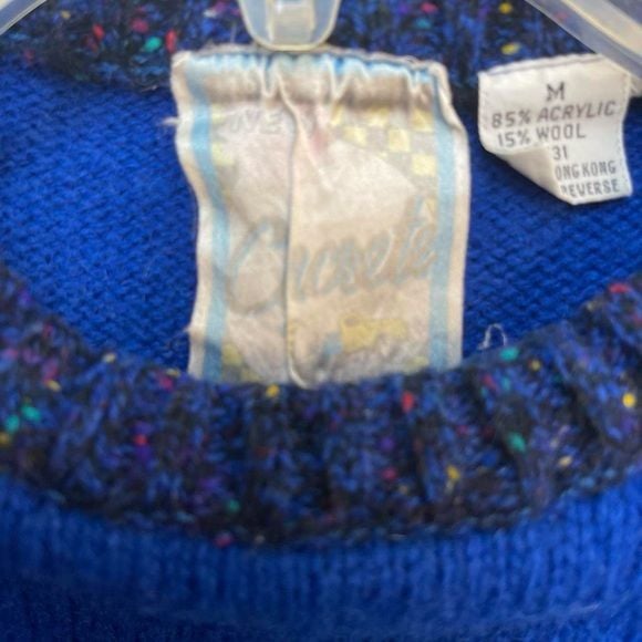 Concrete Jungle Blue Teal Geometric Pattern Men's Sweater Y2K 90s Western Wool B 6