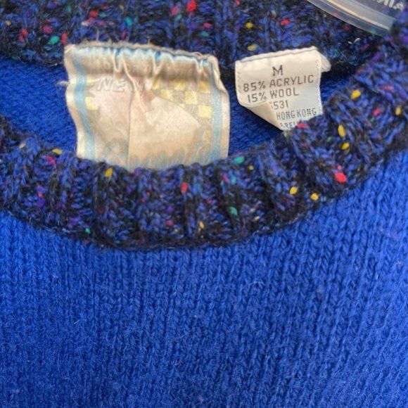 Concrete Jungle Blue Teal Geometric Pattern Men's Sweater Y2K 90s Western Wool B 7