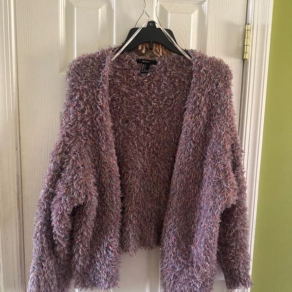 Forever 21 Shaggy Eyelash-Knit Oversized Cardigan