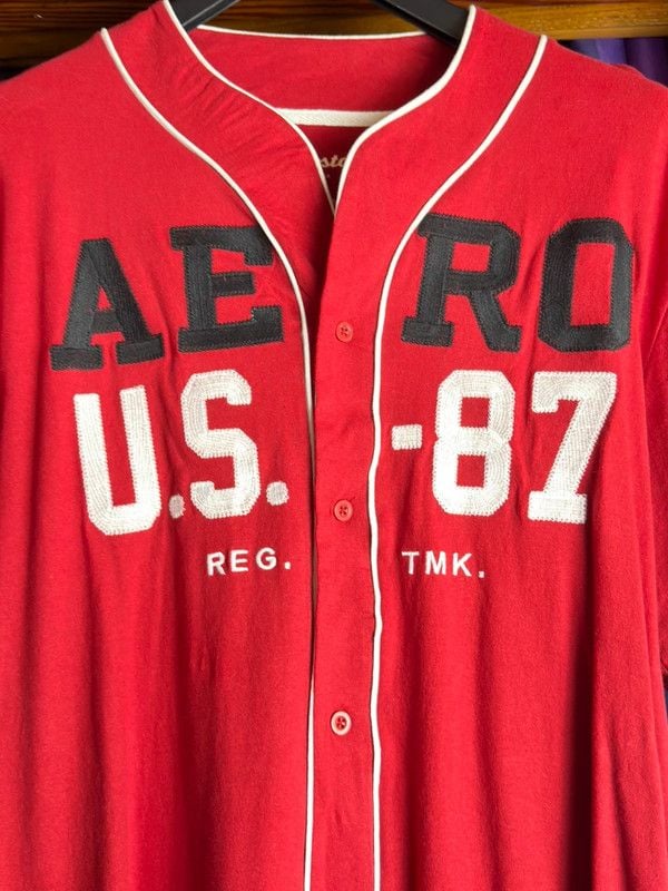 Aeropostale Layered Baseball Jersey Shirt Red 3