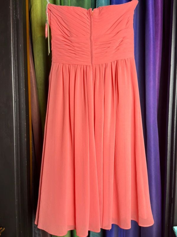 Gather and Gown Coral Madison Strapless Chiffon Bridesmaid Dress - Size 0 4