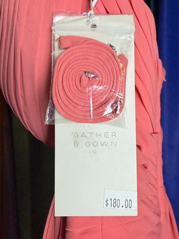 Gather and Gown Coral Madison Strapless Chiffon Bridesmaid Dress - Size 0 5