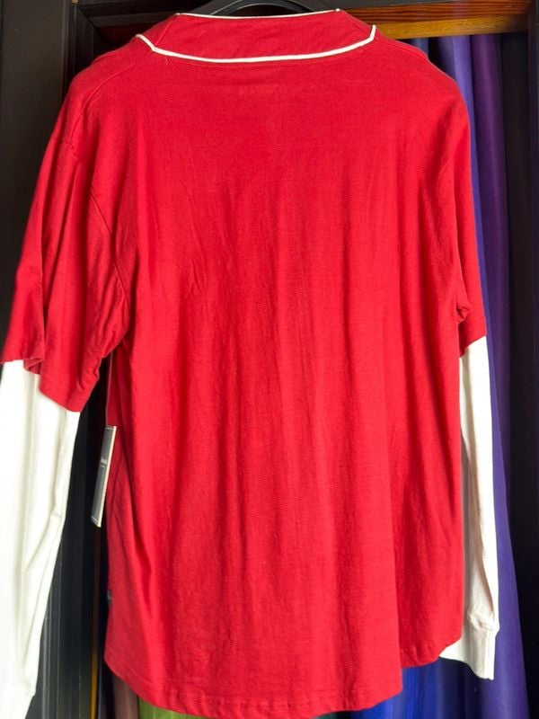 Aeropostale Layered Baseball Jersey Shirt Red 6