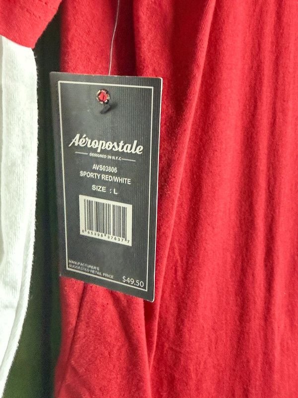 Aeropostale Layered Baseball Jersey Shirt Red 7