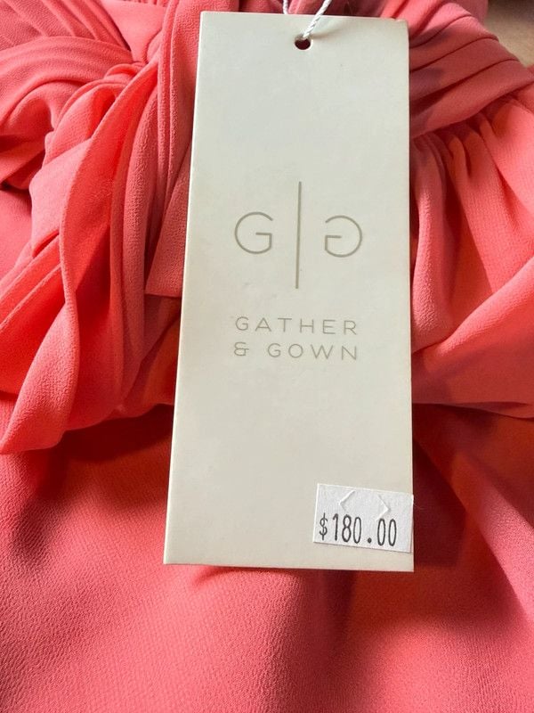 Gather and Gown Coral Madison Strapless Chiffon Bridesmaid Dress - Size 0 9