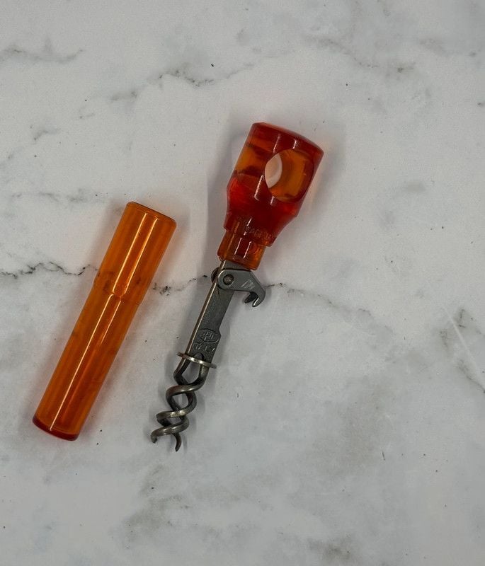 Vintage Made in Italy Amber Acrylic Corkscrew | Orange Retro Wine Opener 2