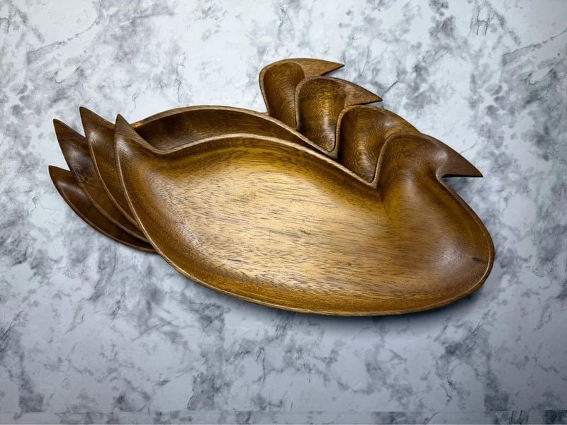 Wooden Duck Bowls Set of 4 | Hand Carved Wood Duck Dishes 3