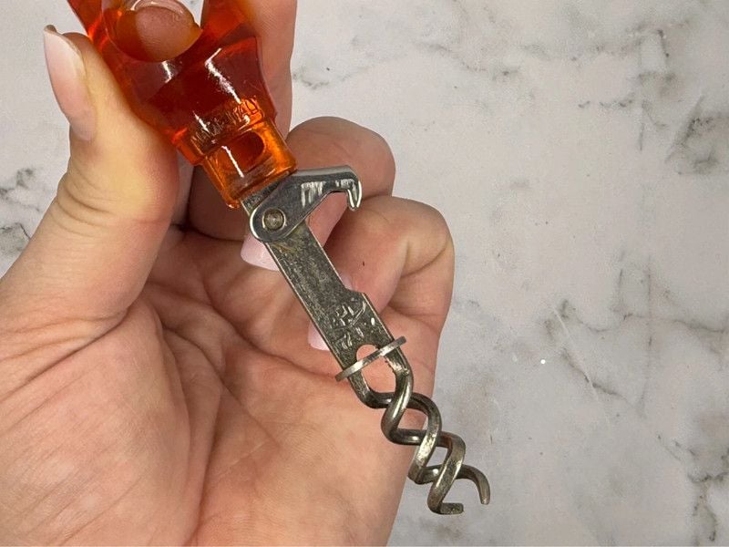 Vintage Made in Italy Amber Acrylic Corkscrew | Orange Retro Wine Opener 4