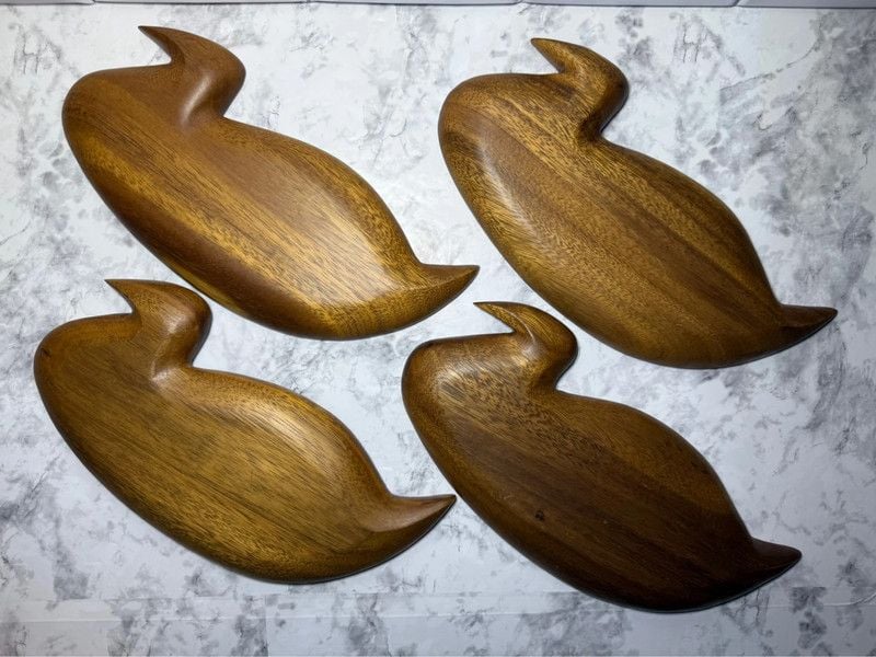 Wooden Duck Bowls Set of 4 | Hand Carved Wood Duck Dishes 5