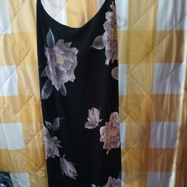 Black Floral Maxi Dress Spaghetti Straps