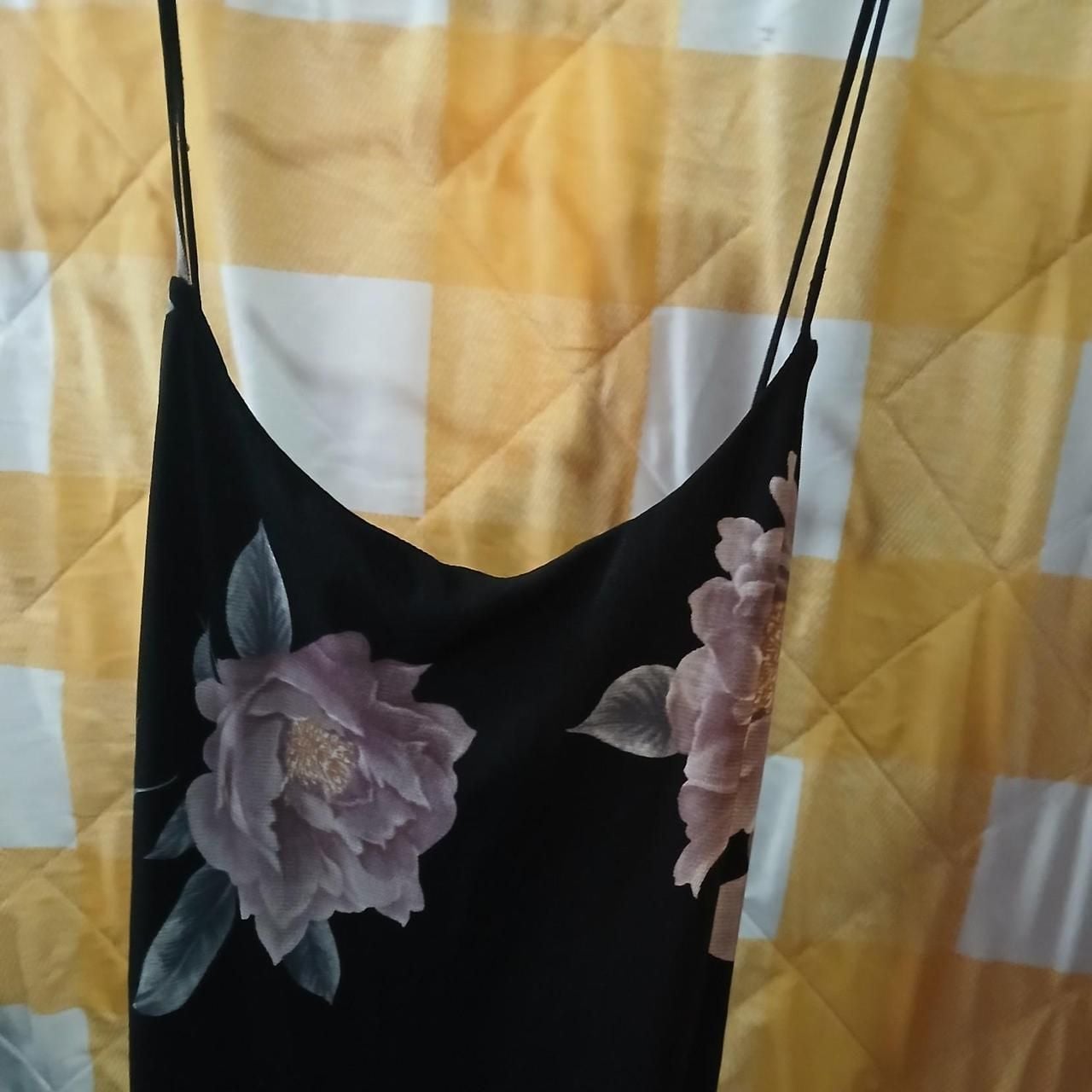 Black Floral Maxi Dress Spaghetti Straps 3
