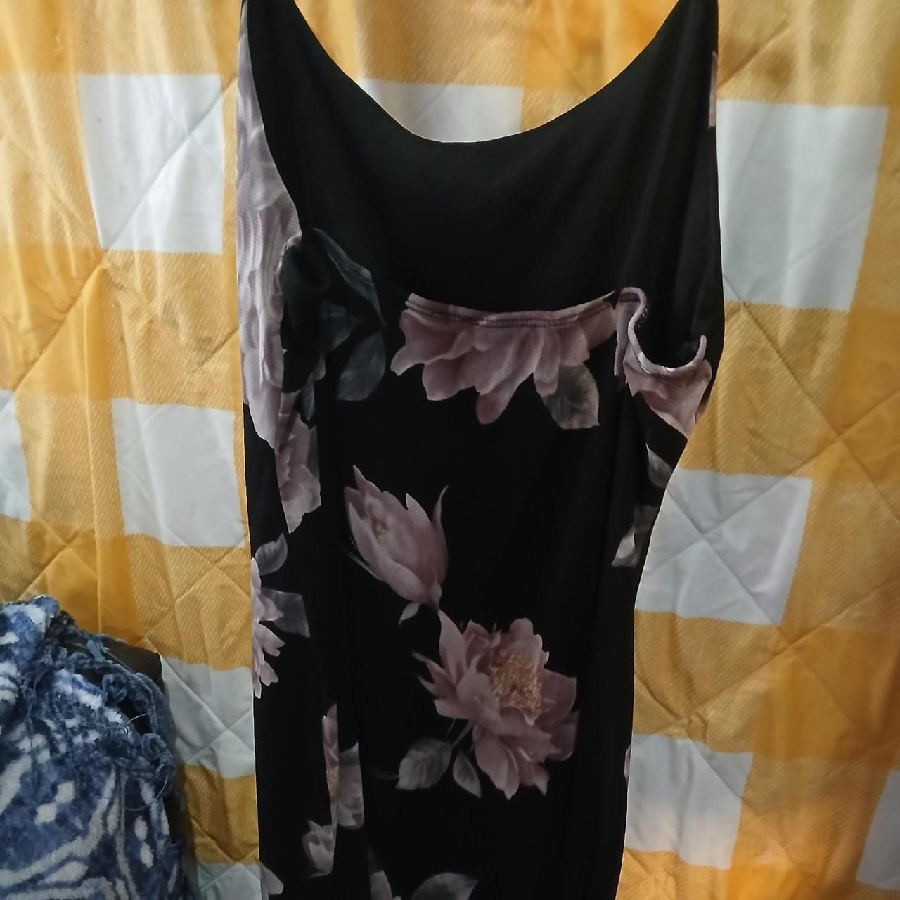 Black Floral Maxi Dress Spaghetti Straps 4
