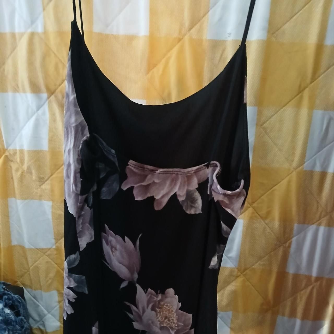 Black Floral Maxi Dress Spaghetti Straps 5