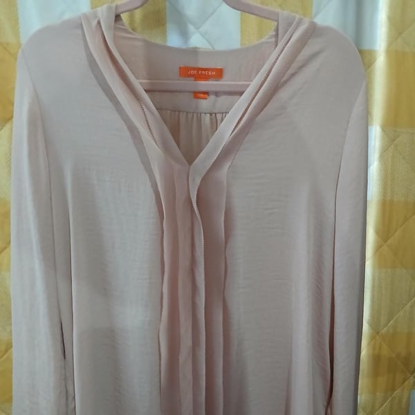 Joe Fresh Pink Long Sleeve Pleated Blouse