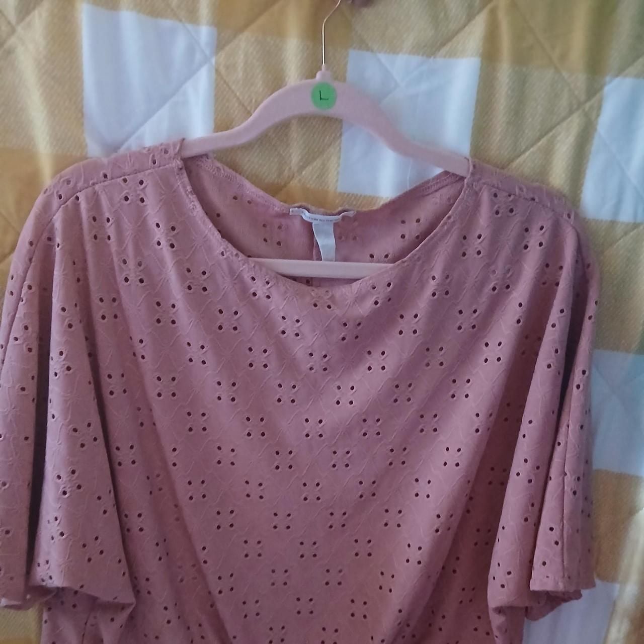 Addition Elle Pink Eyelet Tie-Front Top Size L 2