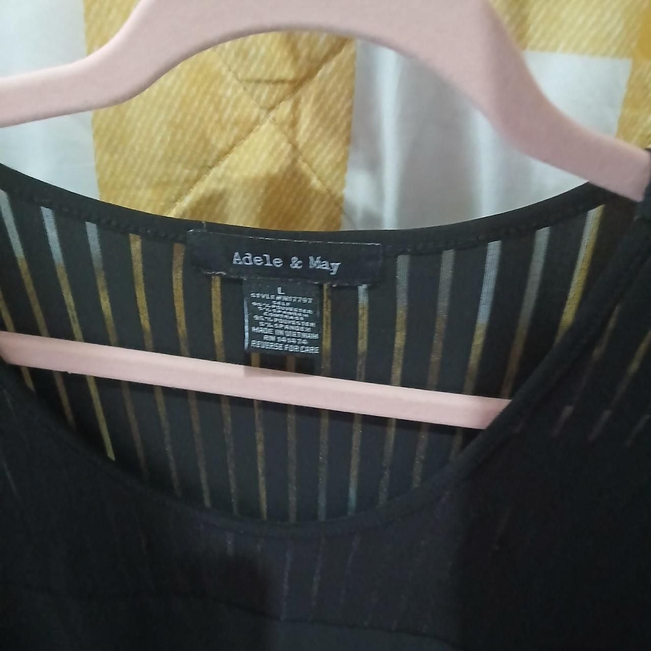 Adele & May Black Sheer Striped Rhinestone Button Top 4
