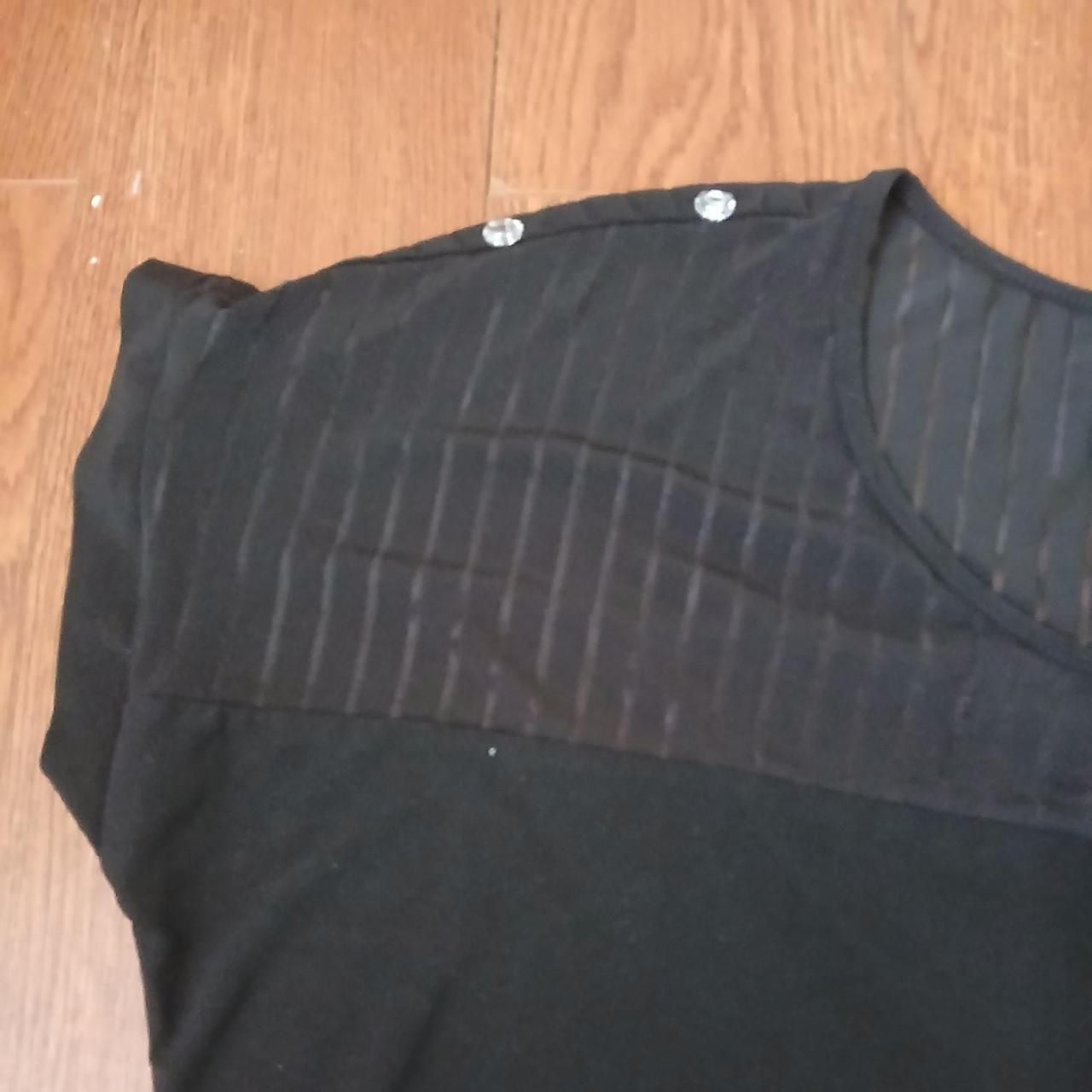 Adele & May Black Sheer Striped Rhinestone Button Top 7