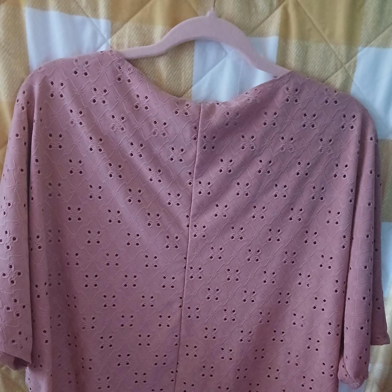 Addition Elle Pink Eyelet Tie-Front Top Size L 6