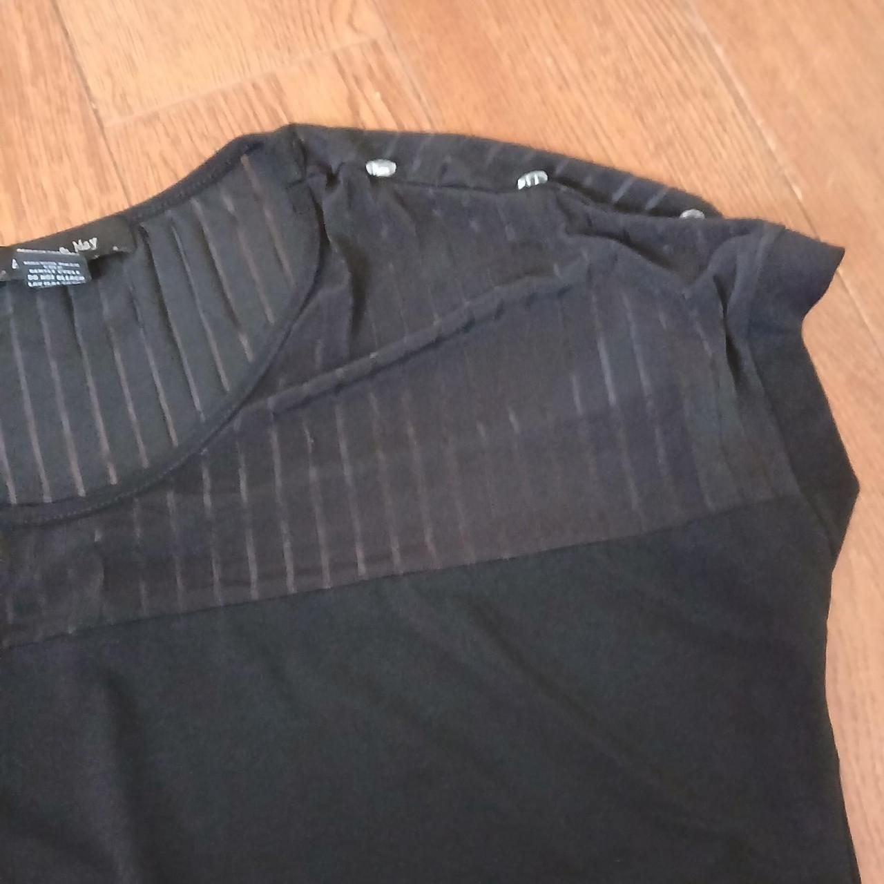 Adele & May Black Sheer Striped Rhinestone Button Top 8