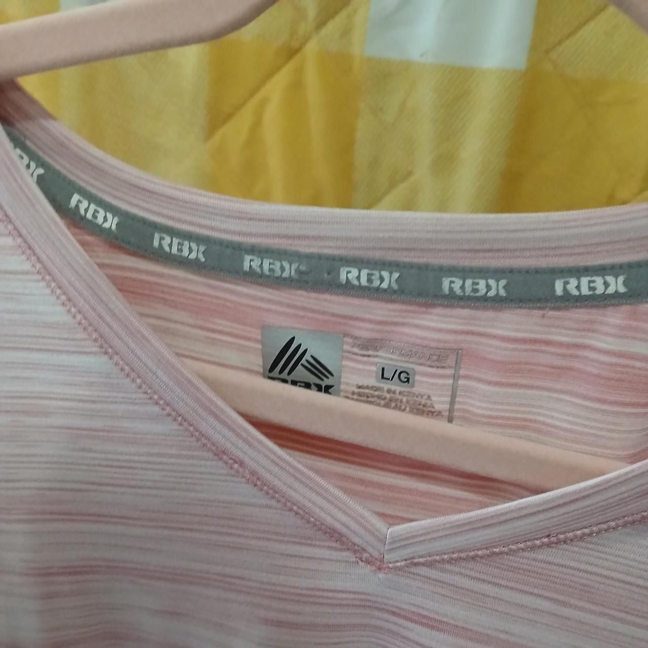 RBX X-Dri Pink Striped V-Neck Athletic T-Shirt 3