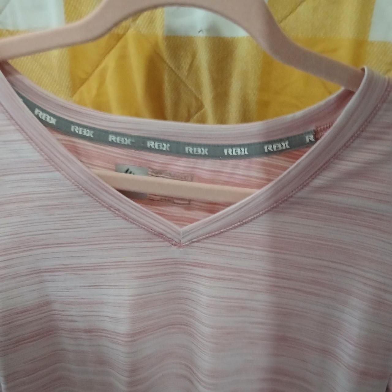 RBX X-Dri Pink Striped V-Neck Athletic T-Shirt 4