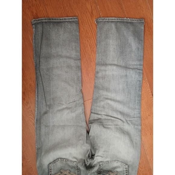 Axel Brand Men's Gray Medium Wash Straight Leg Denim Jeans 5-Pocket Logo 7