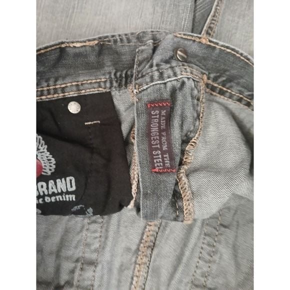 Axel Brand Men's Gray Medium Wash Straight Leg Denim Jeans 5-Pocket Logo 9