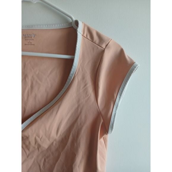 Old Navy Active Peach V-Neck Cropped T-Shirt Contrast Trim Stretch L 5