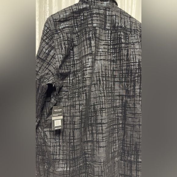 Fried Denim Black metallic pattern button up long sleeve shirt. 7