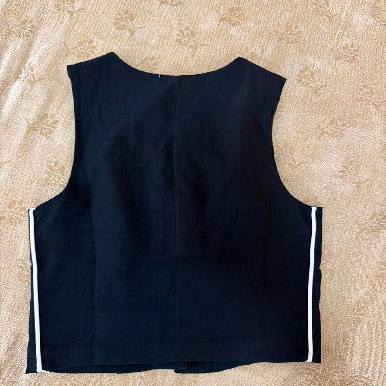 Tulléa Navy Blue Button-Front Vest with White Side Stripes Size M 4