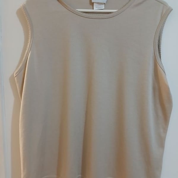 BonWorth Women's Petite Crewneck Top in Light Taupe