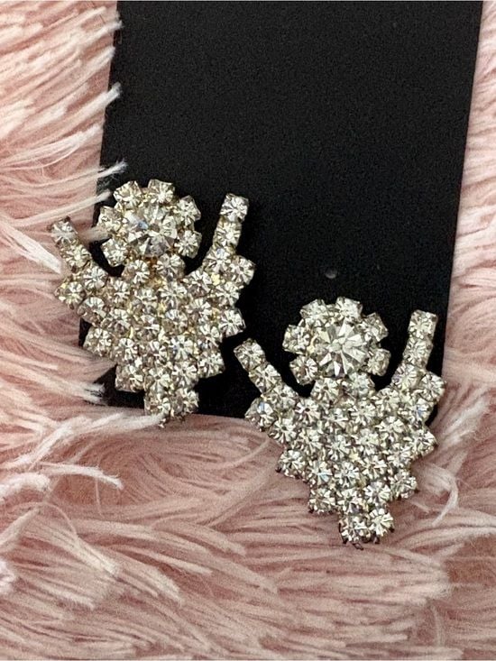 Antique Crystal Cluster Drop Earrings - Gold Tone 3