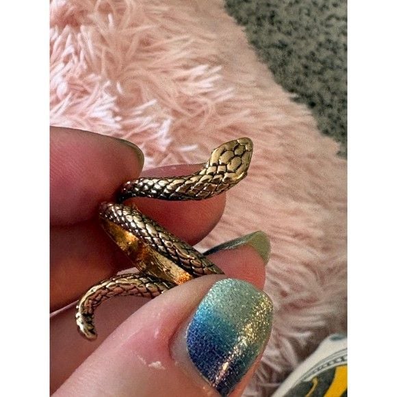 Ellie Vail Chic Gold Snake Wrap Cocktail Ring - Boho 7