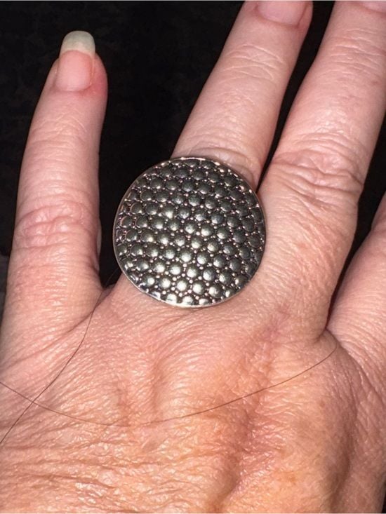 Textured Silver Dome Statement Ring Size 8 2