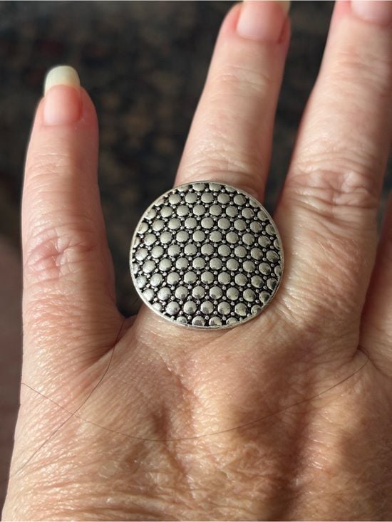 Textured Silver Dome Statement Ring Size 8 3