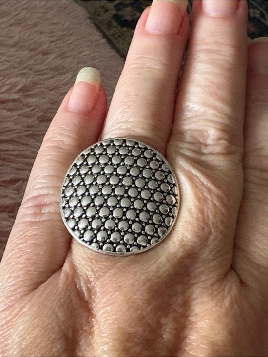 Textured Silver Dome Statement Ring Size 8 4