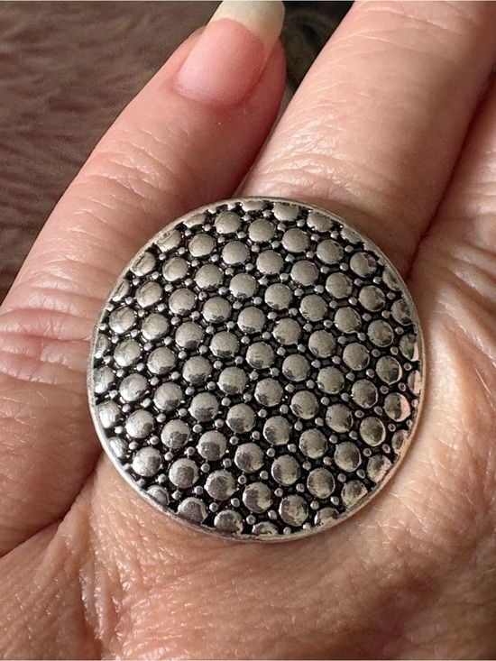 Textured Silver Dome Statement Ring Size 8 5