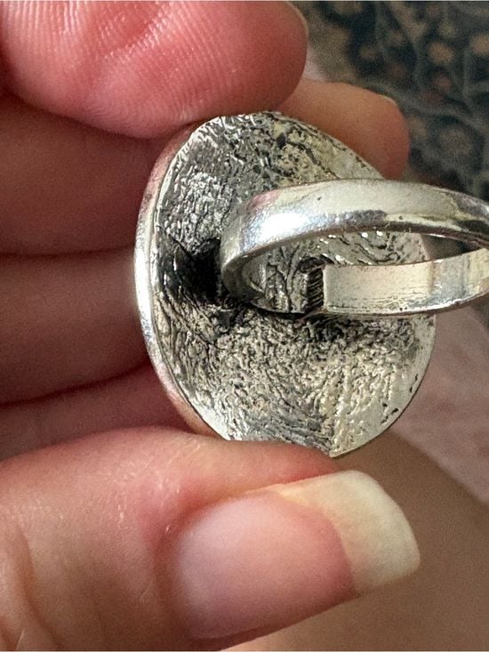 Textured Silver Dome Statement Ring Size 8 6
