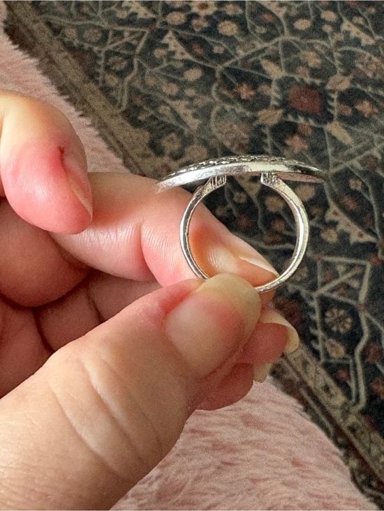 Textured Silver Dome Statement Ring Size 8 7